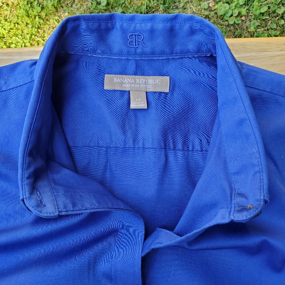 Banana Republic Royal blue Fitted Button Down Shirt Size 14 - Picture 10 of 12